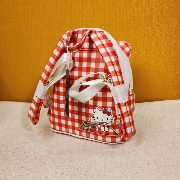 Loungefly Sanrio Hello Kitty Gingham Cosplay Mini Backpack Plush NEW - Picture 6 of 13
